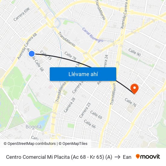 Centro Comercial Mi Placita (Ac 68 - Kr 65) (A) to Ean map