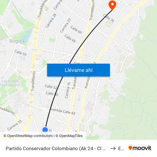 Partido Conservador Colombiano (Ak 24 - Cl 39) to Ean map