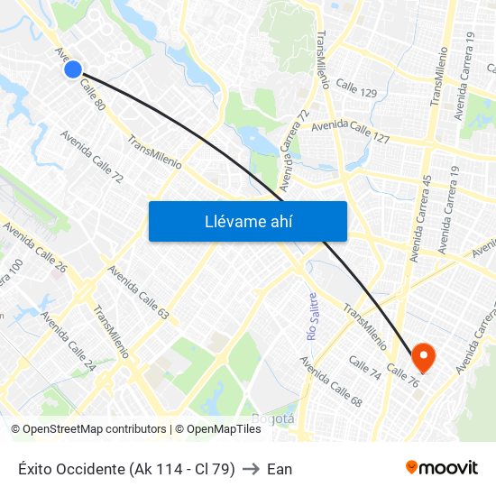 Éxito Occidente (Ak 114 - Cl 79) to Ean map