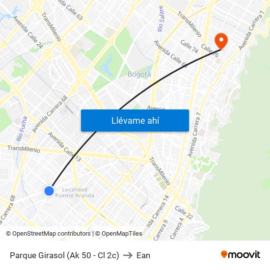 Parque Girasol (Ak 50 - Cl 2c) to Ean map