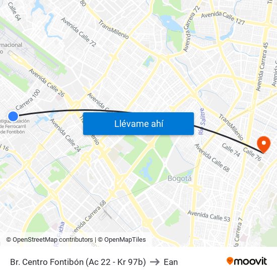 Br. Centro Fontibón (Ac 22 - Kr 97b) to Ean map