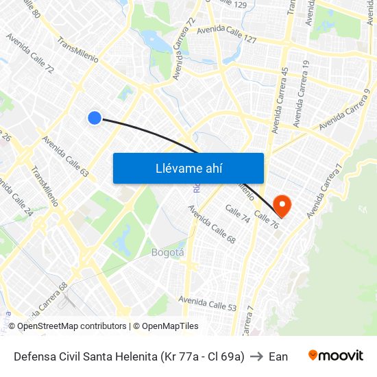 Defensa Civil Santa Helenita (Kr 77a - Cl 69a) to Ean map