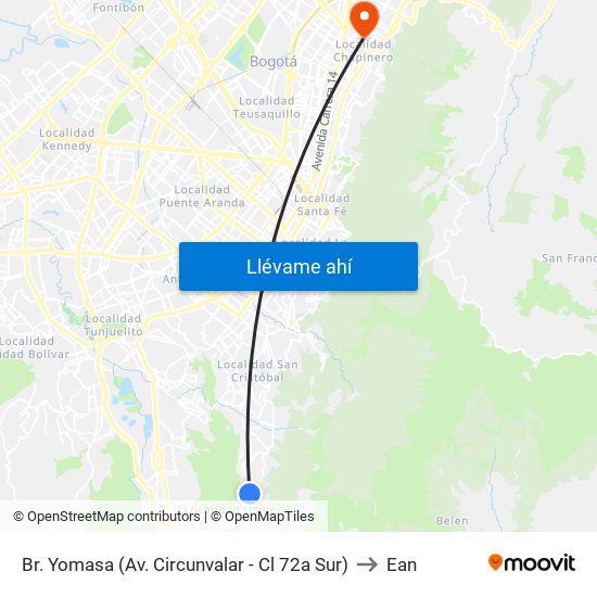 Br. Yomasa (Av. Circunvalar - Cl 72a Sur) to Ean map