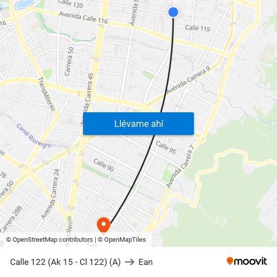 Calle 122 (Ak 15 - Cl 122) (A) to Ean map