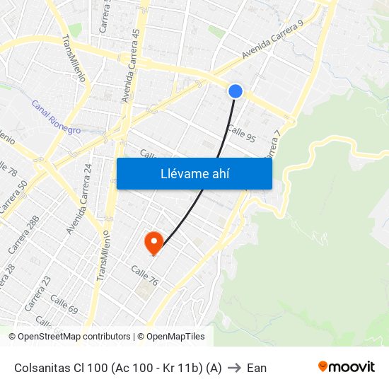 Colsanitas Cl 100 (Ac 100 - Kr 11b) (A) to Ean map