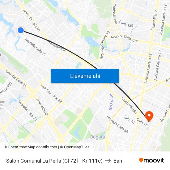 Salón Comunal La Perla (Cl 72f - Kr 111c) to Ean map