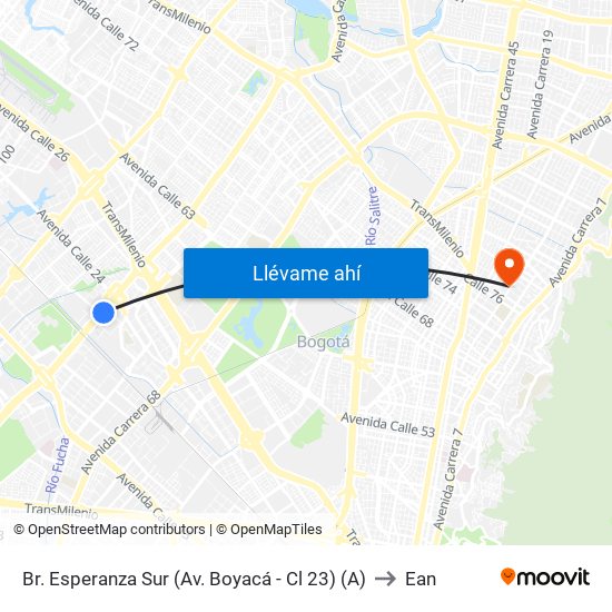 Br. Esperanza Sur (Av. Boyacá - Cl 23) (A) to Ean map