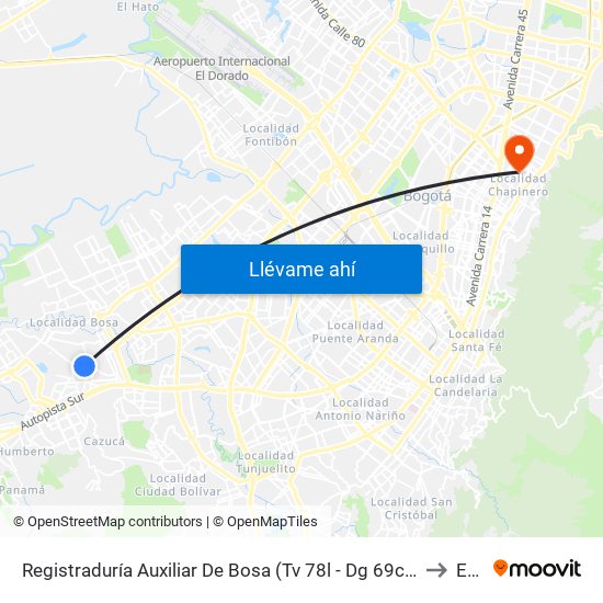 Registraduría Auxiliar De Bosa (Tv 78l - Dg 69c Sur) to Ean map