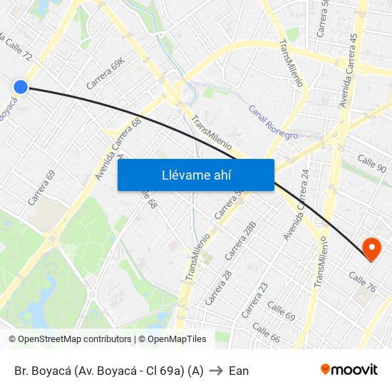 Br. Boyacá (Av. Boyacá - Cl 69a) (A) to Ean map