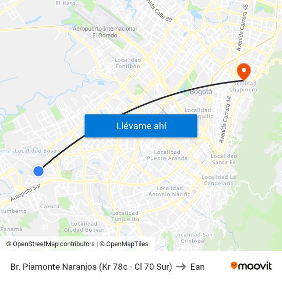 Br. Piamonte Naranjos (Kr 78c - Cl 70 Sur) to Ean map