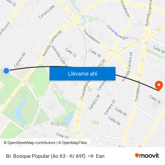 Br. Bosque Popular (Ac 63 - Kr 69f) to Ean map