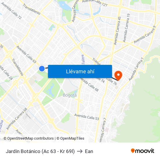 Jardín Botánico (Ac 63 - Kr 69l) to Ean map