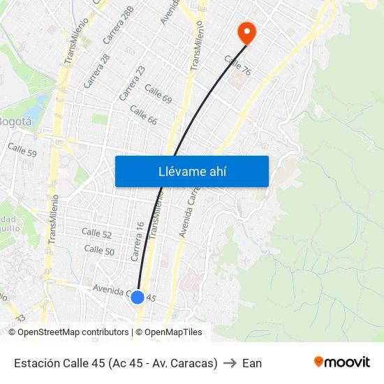 Estación Calle 45 (Ac 45 - Av. Caracas) to Ean map
