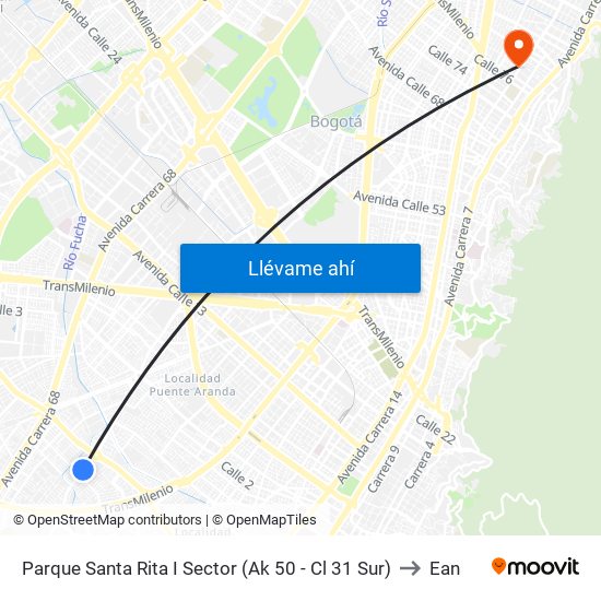 Parque Santa Rita I Sector (Ak 50 - Cl 31 Sur) to Ean map
