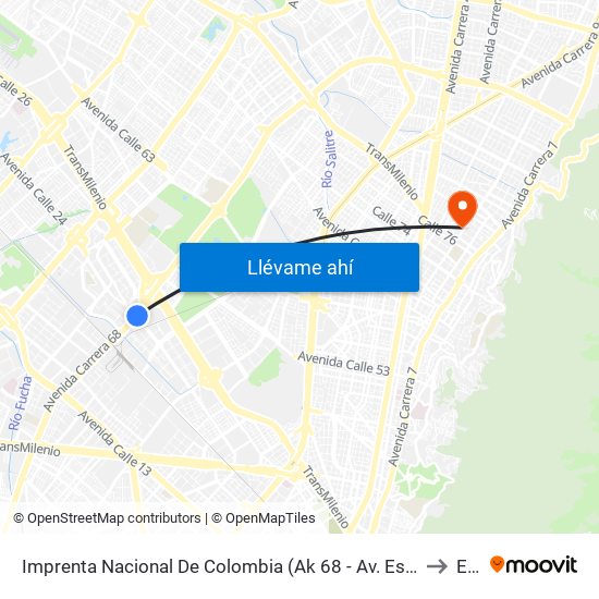 Imprenta Nacional De Colombia (Ak 68 - Av. Esperanza) (A) to Ean map