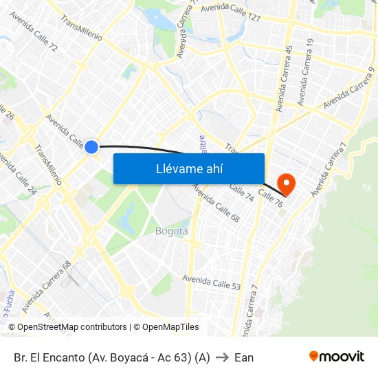 Br. El Encanto (Av. Boyacá - Ac 63) (A) to Ean map