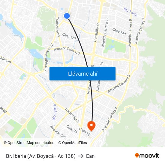Br. Iberia (Av. Boyacá - Ac 138) to Ean map