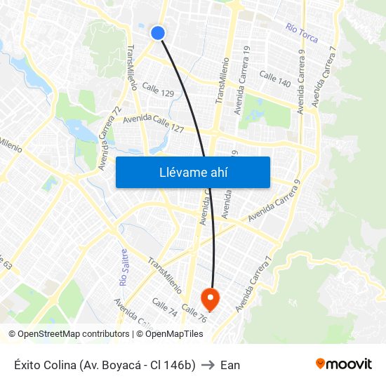 Éxito Colina (Av. Boyacá - Cl 146b) to Ean map