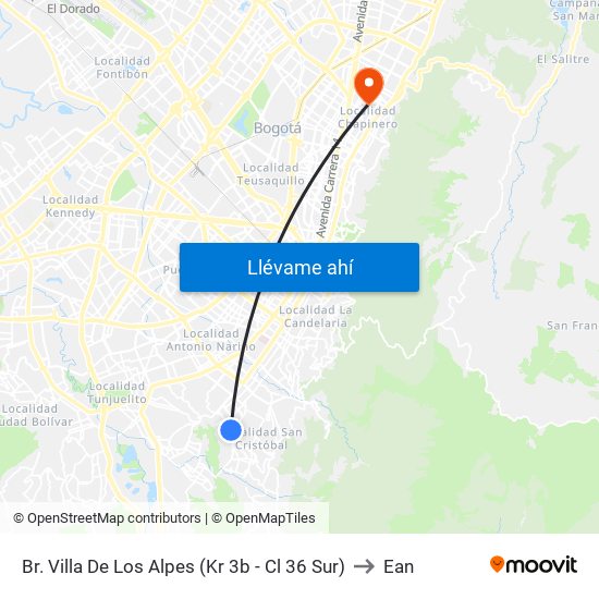 Br. Villa De Los Alpes (Kr 3b - Cl 36 Sur) to Ean map