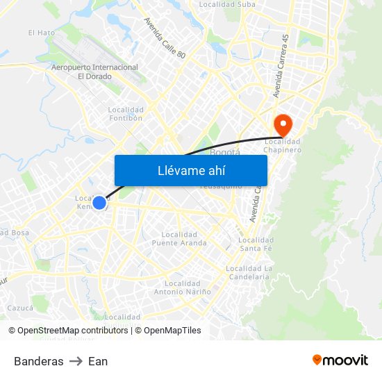 Banderas to Ean map