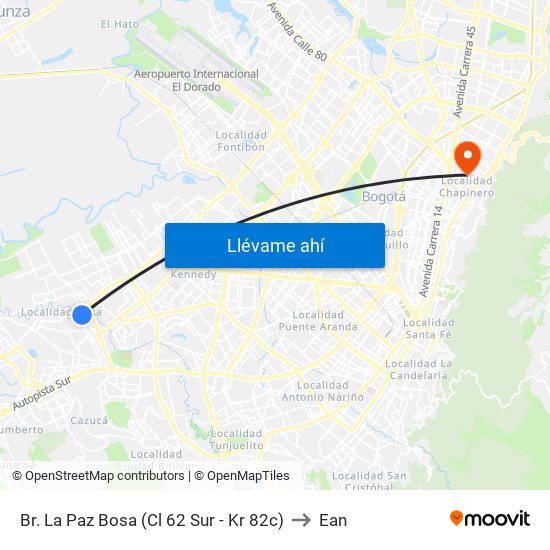 Br. La Paz Bosa (Cl 62 Sur - Kr 82c) to Ean map