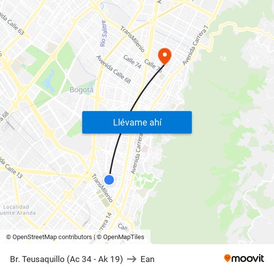 Br. Teusaquillo (Ac 34 - Ak 19) to Ean map