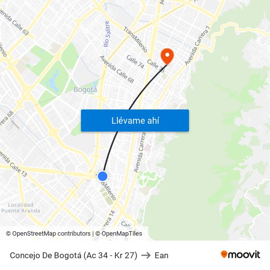 Concejo De Bogotá (Ac 34 - Kr 27) to Ean map