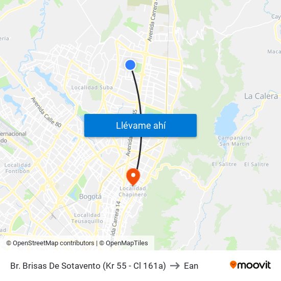 Br. Brisas De Sotavento (Kr 55 - Cl 161a) to Ean map