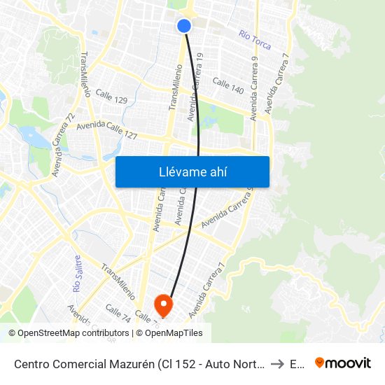 Centro Comercial Mazurén (Cl 152 - Auto Norte) to Ean map