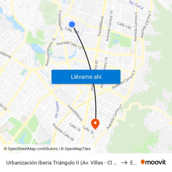 Urbanización Iberia Triángulo II (Av. Villas - Cl 130a) to Ean map