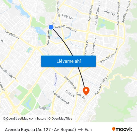 Avenida Boyacá (Ac 127 - Av. Boyacá) to Ean map