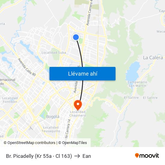 Br. Picadelly (Kr 55a - Cl 163) to Ean map