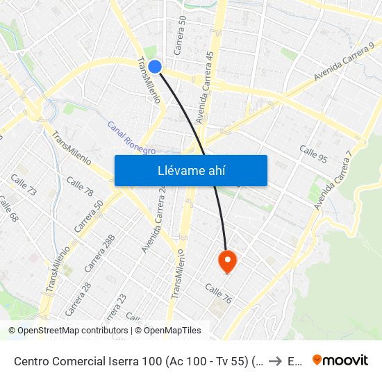 Centro Comercial Iserra 100 (Ac 100 - Tv 55) (A) to Ean map