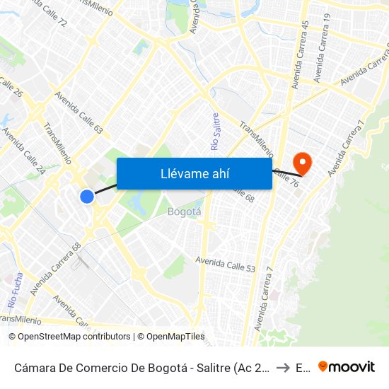 Cámara De Comercio De Bogotá - Salitre (Ac 26 - Kr 69) to Ean map