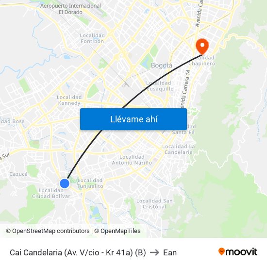 Cai Candelaria (Av. V/cio - Kr 41a) (B) to Ean map