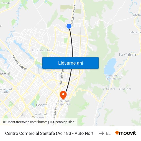 Centro Comercial Santafé (Ac 183 - Auto Norte) to Ean map