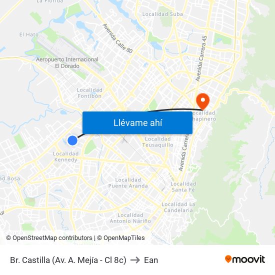 Br. Castilla (Av. A. Mejía - Cl 8c) to Ean map
