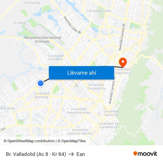 Br. Valladolid (Ac 8 - Kr 84) to Ean map