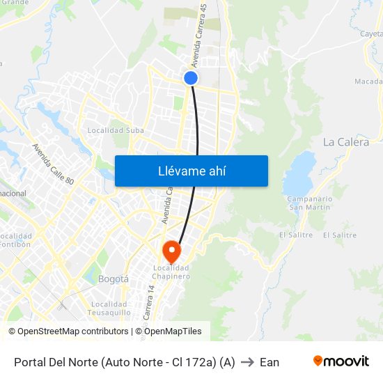 Portal Del Norte (Auto Norte - Cl 172a) (A) to Ean map