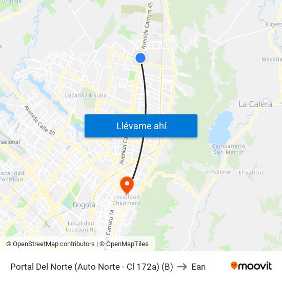 Portal Del Norte (Auto Norte - Cl 172a) (B) to Ean map