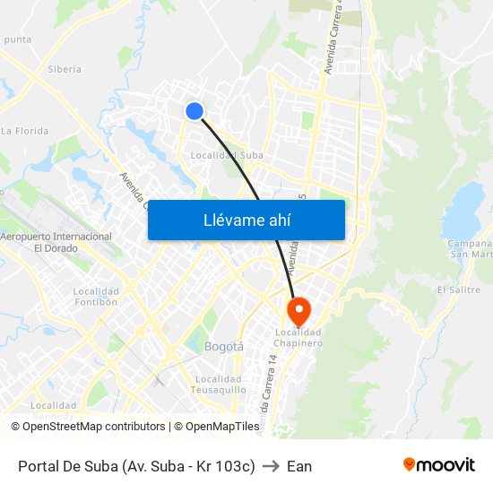 Portal De Suba (Av. Suba - Kr 103c) to Ean map