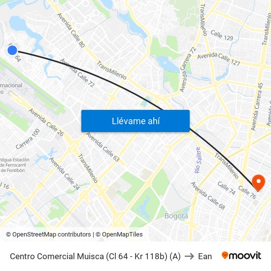 Centro Comercial Muisca (Cl 64 - Kr 118b) (A) to Ean map