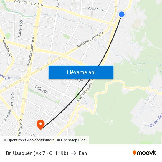 Br. Usaquén (Ak 7 - Cl 119b) to Ean map