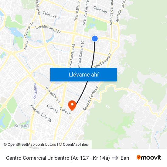 Centro Comercial Unicentro (Ac 127 - Kr 14a) to Ean map