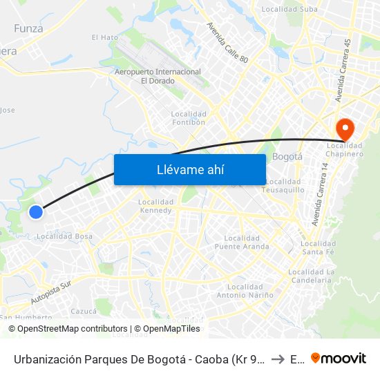 Urbanización Parques De Bogotá - Caoba (Kr 95a - Cl 76 Sur) to Ean map