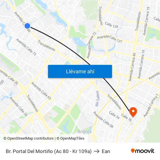 Br. Portal Del Mortiño (Ac 80 - Kr 109a) to Ean map