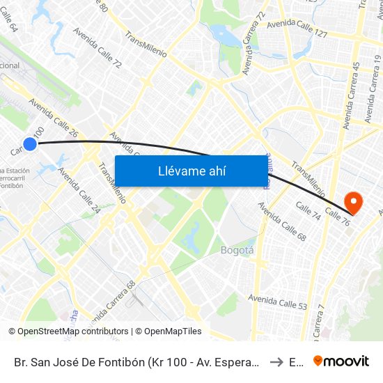 Br. San José De Fontibón (Kr 100 - Av. Esperanza) to Ean map