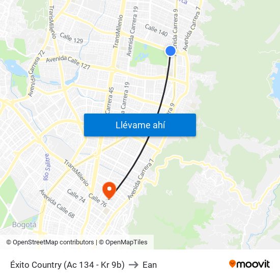 Éxito Country (Ac 134 - Kr 9b) to Ean map