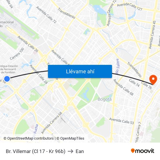 Br. Villemar (Cl 17 - Kr 96b) to Ean map