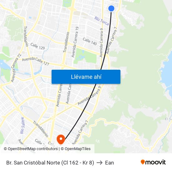 Br. San Cristóbal Norte (Cl 162 - Kr 8) to Ean map